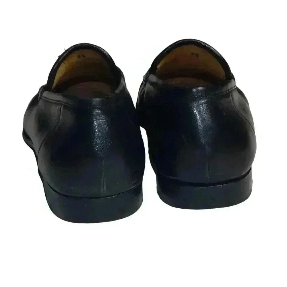 Santoni Men's Made in Italy Black Leather Tasseled Loafers Shoes Size 9.5 D